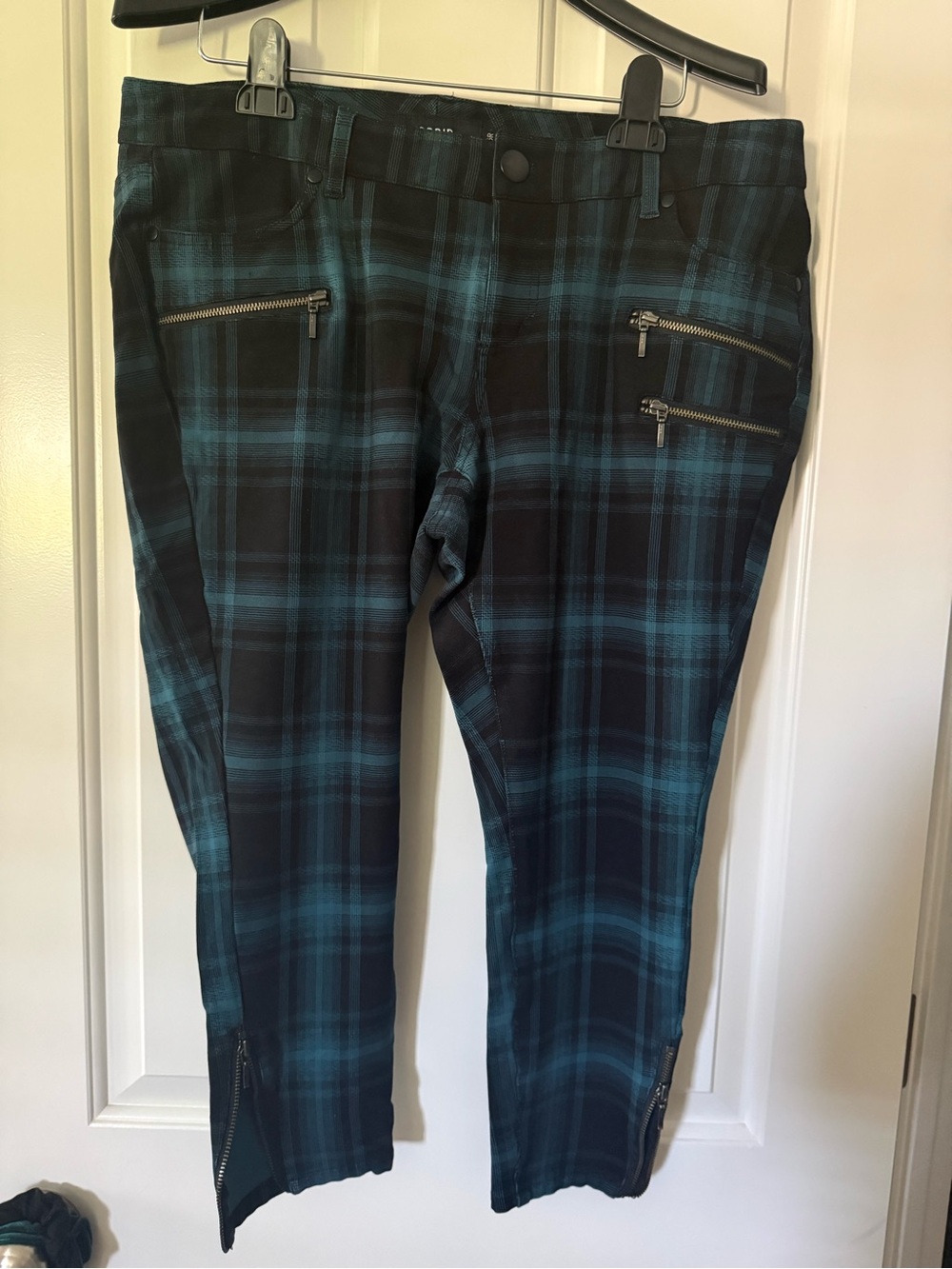Torrid Teal & Black Plaid Zipper Pants